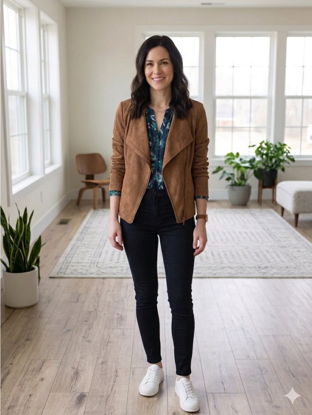 Kut from the Kloth Brown Faux-Suede Moto Jacket Asymmetrical Zip Size Small